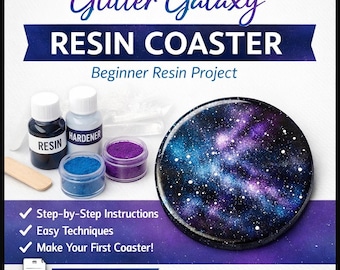 Glitter Galaxy Resin Coaster Tutorial | Step by Step Beginner Resin Art Project | DIY Resin Craft PDF Guide | Instant Download