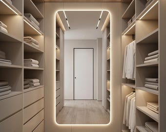 LED-badkamerspiegel over de volledige lengte, rechthoekige spiegel met achtergrondverlichting, modern huiscadeau, luxe slaapkamerinrichting