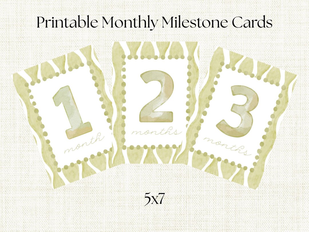 Watercolor Baby Milestone Cards | Monthly Photo Props (5x7 Digital ...