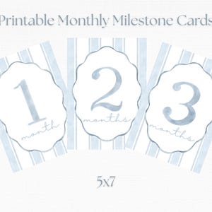 Biglietti per le tappe fondamentali del neonato / Accessori fotografici stampabili in acquerello / PNG e PDF 5x7