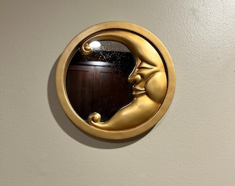 Vintage 1990s Celestial Sleepy Moon Mirror