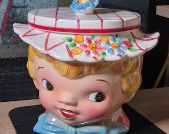 Pot à biscuits Lefton Miss Dainty vintage des années 1950