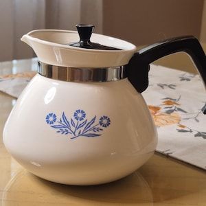 Vintage Corning Ware Blue Cornflower 6‑Cup Coffee Pot - Classic Mid‑Century Corning Ware