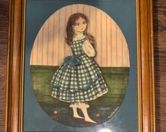Pair of Carol Blanchard Vintage‑Style Children’s Prints - Nautical Boy and Gingham Girl