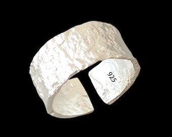 Sterling Silver Handmade Ring | Hammered Band Ring 925 | Open Adjustable Thumb Ring | Hammer Finish Silver Ring, Gift for her