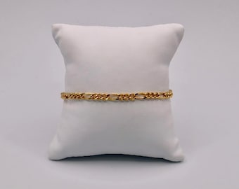 Gold Tone Figaro Chain Bracelet