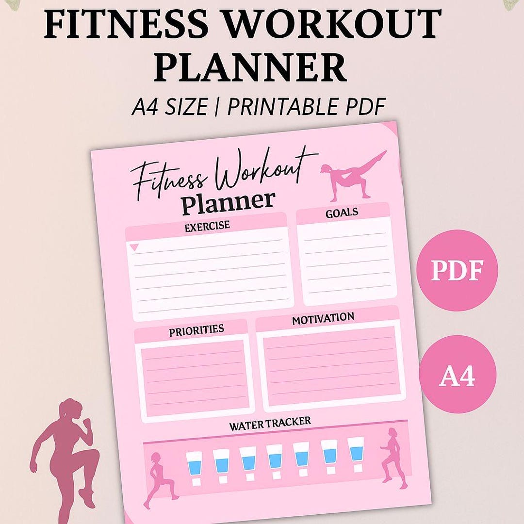 Fitness Workout Planner - Printable PDF, A4 Size - Daily Exercise ...