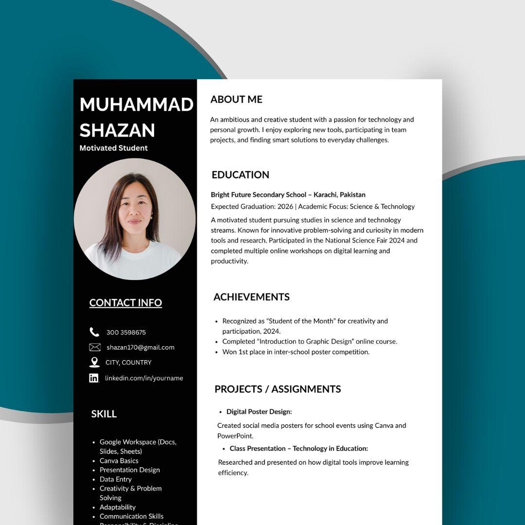 Modern Student Resume Template | Creative High School Resume Design ...