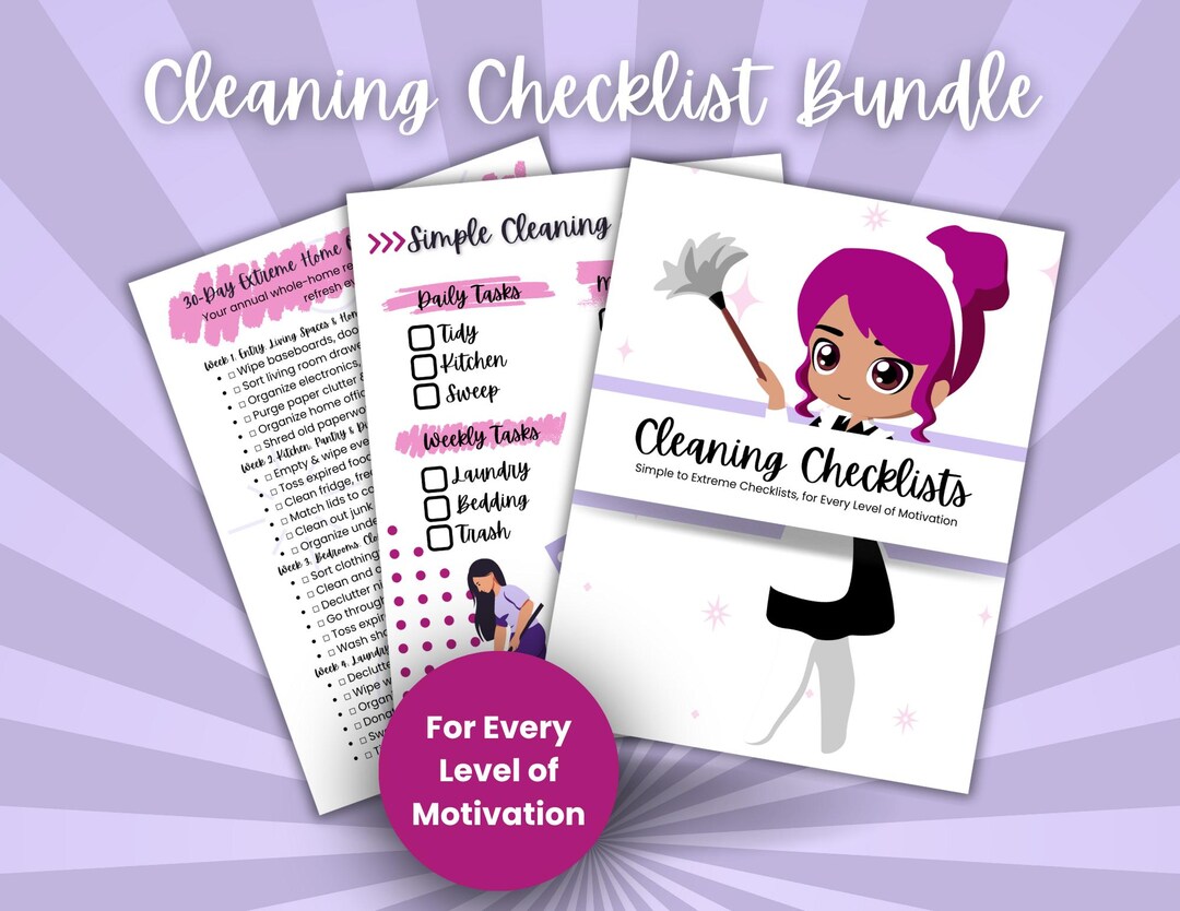 Cleaning Checklist Bundle – Printable Cleaning Schedule | Home ...