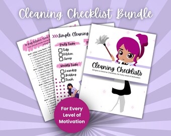 Cleaning Checklist Bundle – Printable Cleaning Schedule | Home Organization Lists | Decluttering Planner | Digital Download PDF I  Simple