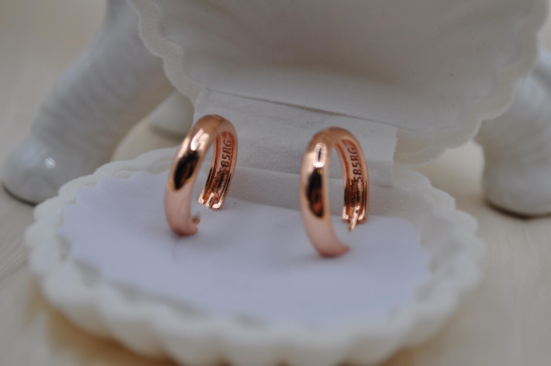 Luxury Hoop Earrings, 585 Rolled Gold, Round Shape, Stamped 585 RG ...