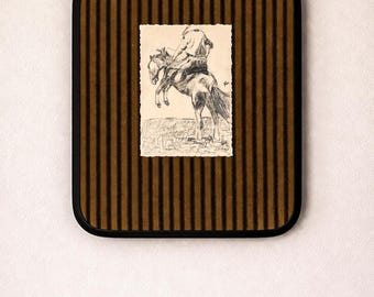 Cowboy Wall Art | Western Horseback Rider Sketch | Rustic Ranch Decor | Original Framed Western Artwork