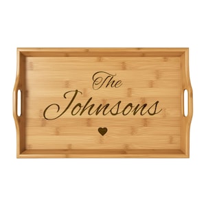 Engraved Bamboo Serving Tray – Personalized Wedding Gift