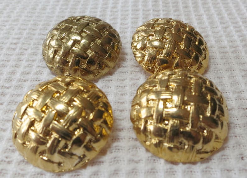 Buttons. Set of 4 matched vintage metal, shank, domed, gold tone Buttons. Set of 4 matched vintage metal, shank, domed, gold tone