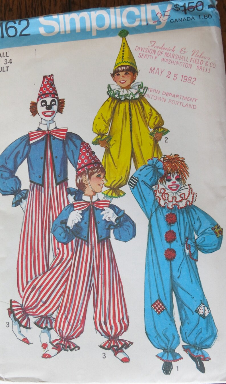 Vintage pattern for clown costume Adult size 34 Simplicity Etsy