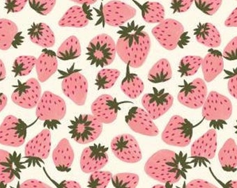 Eden Strawberries - LAMINATED Cotton Fabric - Riley Blake