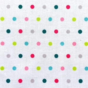 Flit and Bloom Scalloped Dot White - LAMINATED Cotton Fabric - Riley Blake