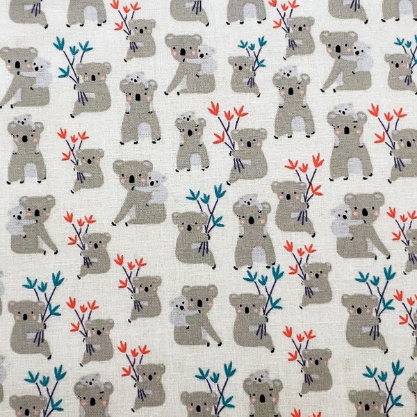 LAMINATED cotton fabric - Joey Koala Cream (sold continuous by the half yard) Food Safe Fabric, BPA free