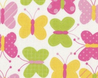 WIDE LAMINATED cotton fabric - Butterflies (sold continuous by the half yard) BPA free, Food Safe