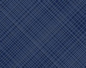 Hey Mister Plaid Collar Navy * - LAMINATED Cotton Fabric - Riley Blake