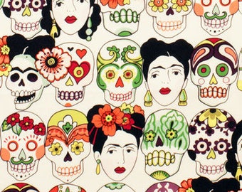 Frida Kahlo Gota De Amor natural * - LAMINATED Cotton Fabric - Alexander Henry