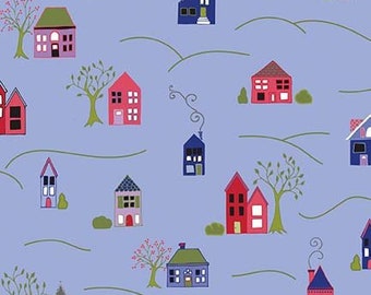 Home Sweet Home Blue * - LAMINATED Cotton Fabric - Riley Blake