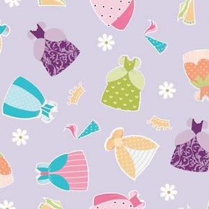 Dream and a Wish Dresses Purple - LAMINATED Cotton Fabric - Riley Blake