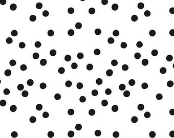 LAMINATED cotton fabric * - Scattered Black dot on white (sold continuous by the half yard) Basic, Food Safe, BPA free