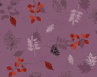 Maple Leaves Purple - LAMINATED Cotton Fabric - Riley Blake