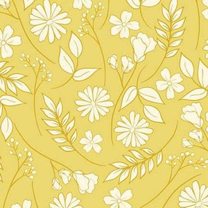 Reflections Flower Garden Lemon Yellow * - LAMINATED Cotton Fabric - Riley Blake