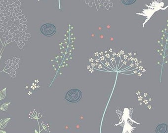 Fairy Edith Wildflowers Grey * - GELAMINEERDE katoenstof - Riley Blake