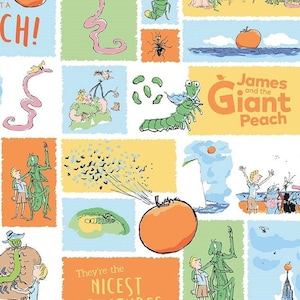James and the Giant Peach White - LAMINATED Cotton Fabric - Riley Blake