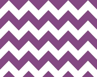 Chevron Purple and White - LAMINATED Cotton Fabric - Riley Blake