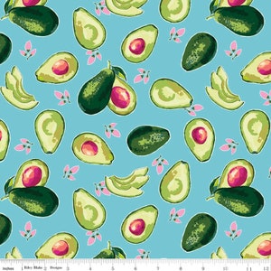 LAMINATED cotton fabric - Lucy June Avocado (NOT consecutive pieces) Food Safe Fabric, BPA free