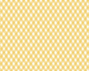 Honey Bee Plaid Daisy * - LAMINATED Cotton Fabric - Riley Blake