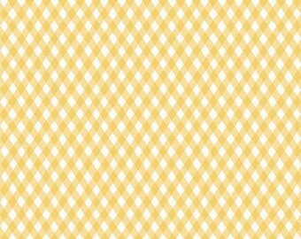 Honey Bee Plaid Daisy * - LAMINATED Cotton Fabric - Riley Blake