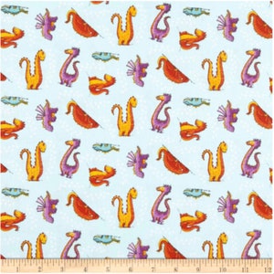 Dragon Toss Blue * - LAMINATED Cotton Fabric - Riley Blake