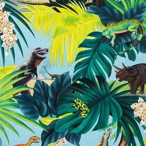 LAMINATED cotton fabric * -   Jurassic Fantastic from Alexander Henry (sold continuous by the half yard) CPSIA compliant