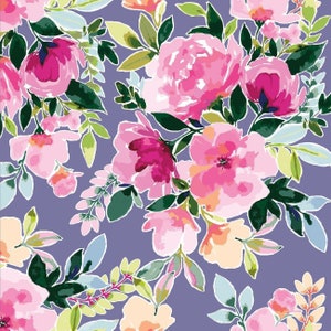 Lucy June Main Plum LAMINATED Cotton Fabric Riley Blake image 1