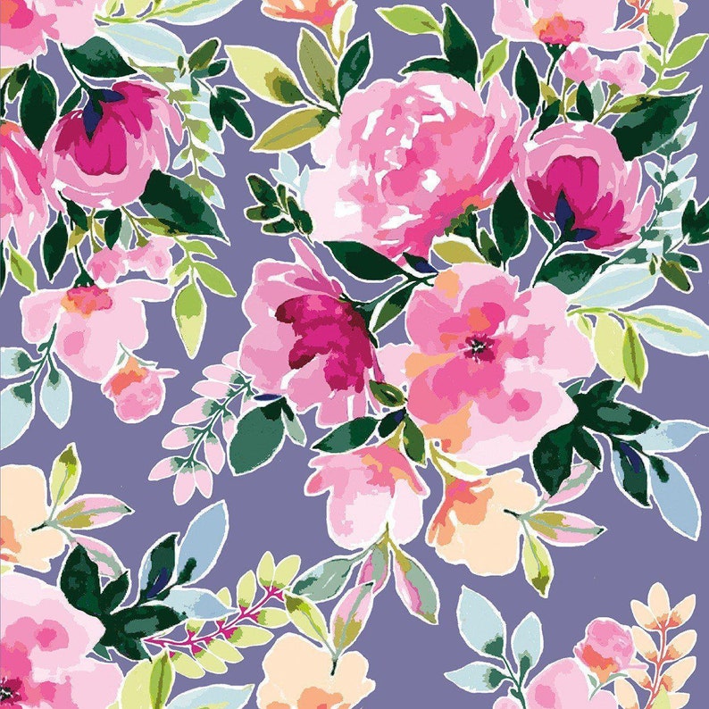 Lucy June Main Plum LAMINATED Cotton Fabric Riley Blake image 1