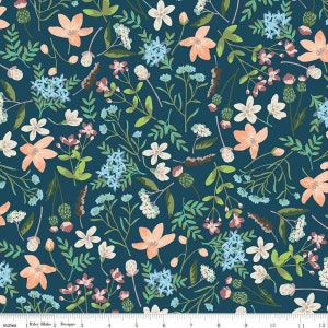 Wildwood Wander Main Navy * - LAMINATED Cotton Fabric - Riley Blake