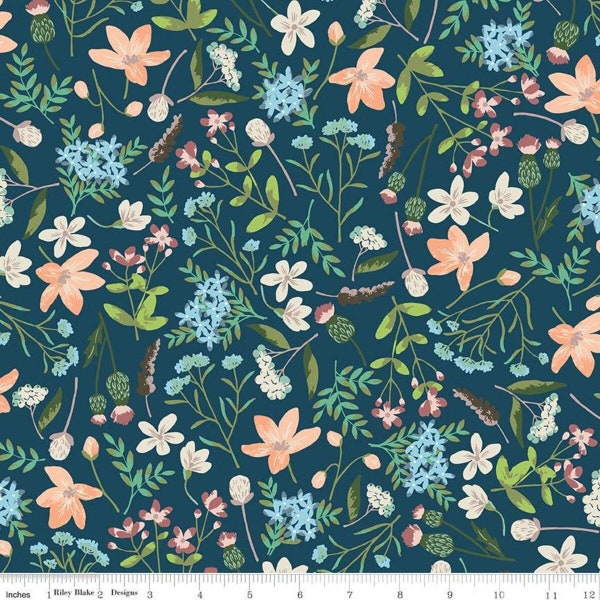 Wildwood Wander Main Navy * - Tissu en coton LAMINÉ - Riley Blake