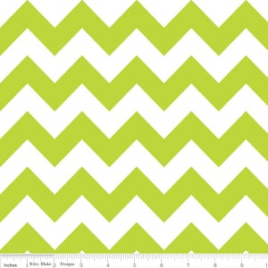 Chevron Lime Green - LAMINATED Cotton Fabric - Riley Blake