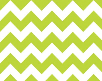 Chevron Lime Green - LAMINATED Cotton Fabric - Riley Blake