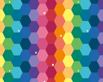 Imagine Main Rainbow - LAMINATED Cotton Fabric - Riley Blake