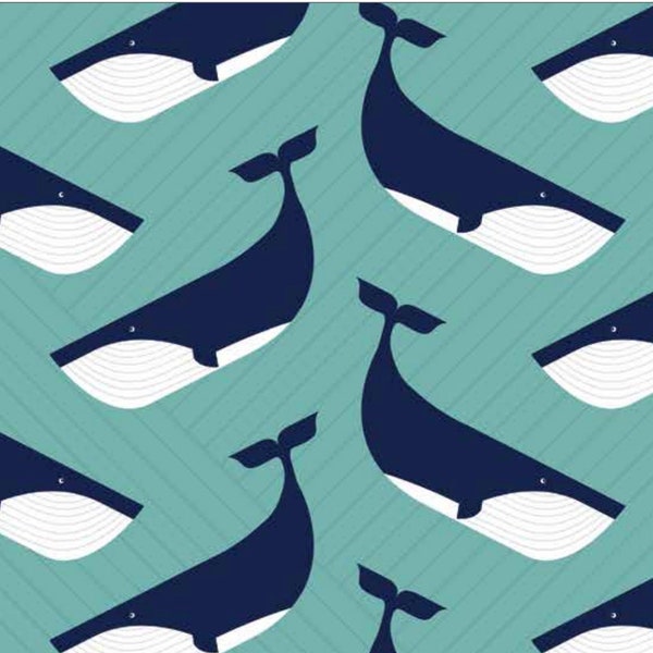 Deep Blue Sea Main Teal - LAMINATED Cotton Fabric - Riley Blake