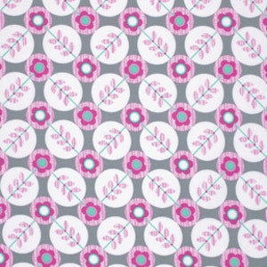 WIDE Laminated cotton fabric - Floradot Gray (sold continuous by the half yard) BPA free, CPSIA compliant