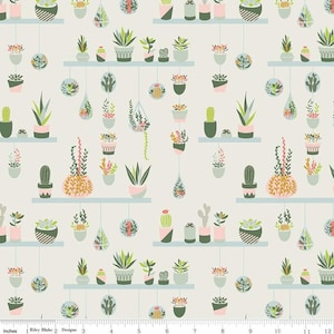 Arid Oasis Hanging Garden Off White - LAMINATED Cotton Fabric - Riley Blake