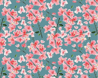 Mon Cheri Branches Lake - LAMINATED Cotton Fabric - Riley Blake