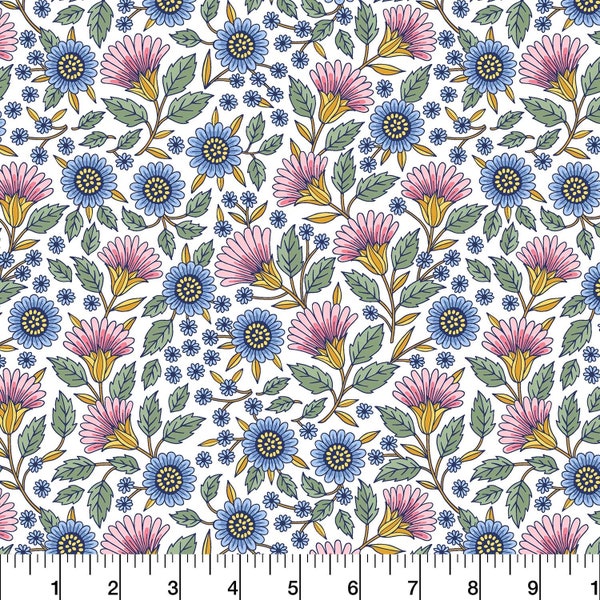 Delphine Garden Floral * - Wide Width - LAMINATED Cotton Fabric - Robert Kaufman